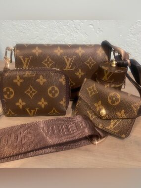 Brown Monogram Canvas Crossbody Set